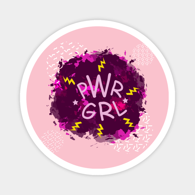 PWR GRL: Power girl in splashes of fuchsia paint Magnet by HarlinDesign